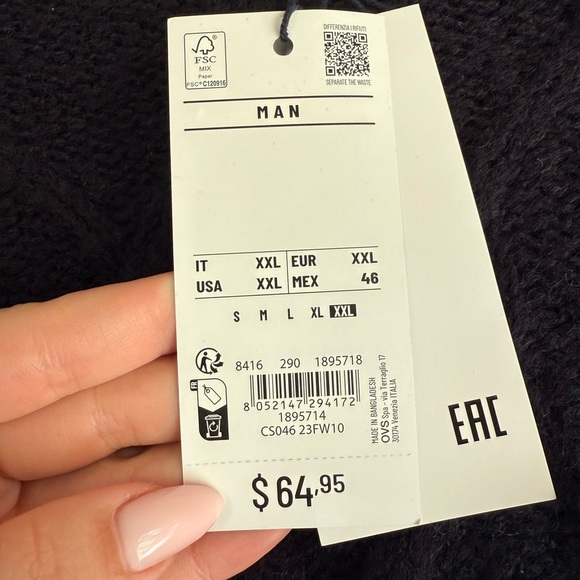 Piombo Navy Blue Diamond Motif Crewneck Sweater - Picture 4 of 6